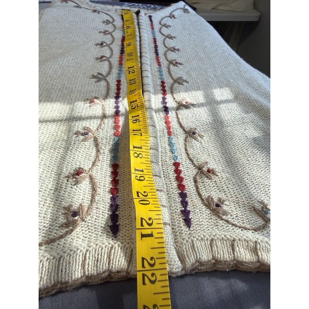 Vintage Christopher Banks Knit Cardigan Sweater Sz M Patchwork Cottage 90s